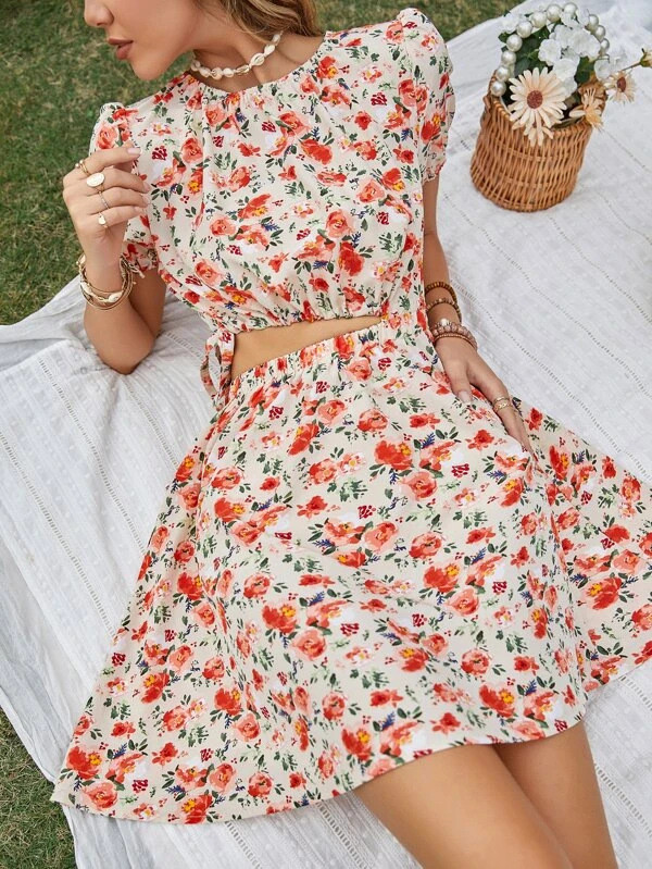 Fake Two Piece Floral Casual Dress
