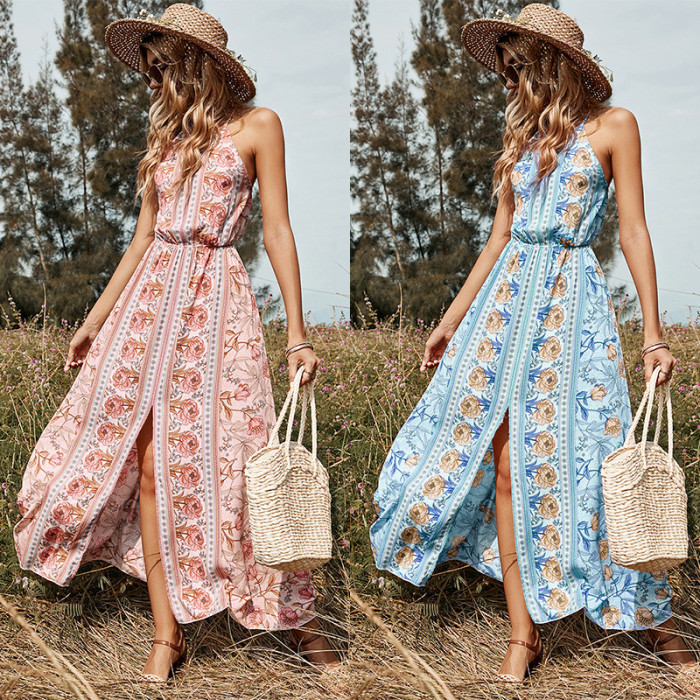 Sleeveless Sexy Backless Midi Pink Lace-Up Vacation Dresses
