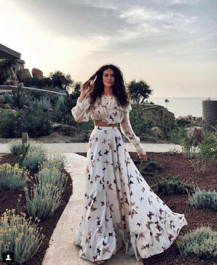 Sexy Off Shoulder Butterflies Floral Printed Maxi Dress