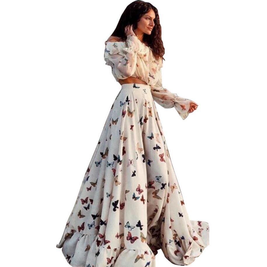 Sexy off shoulder butterflies cheap floral printed maxi dress