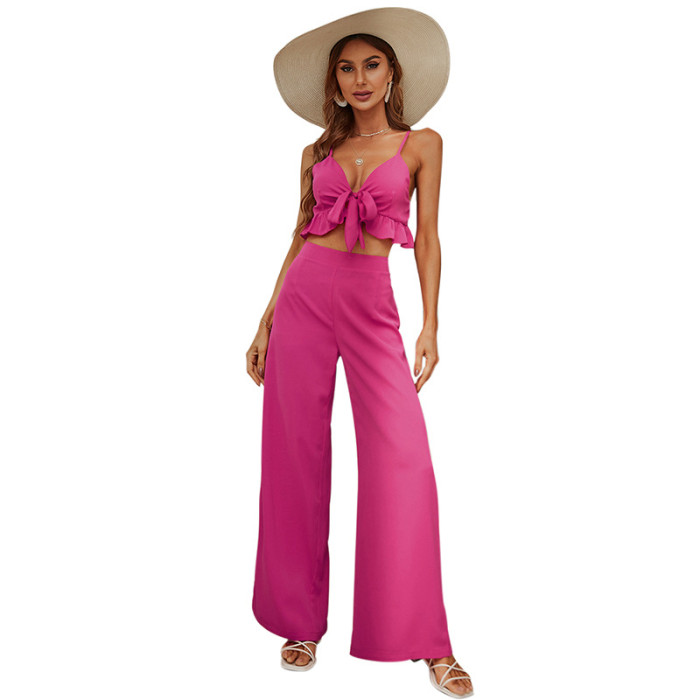 Sling Strapless Backless Sexy Top Women's Long Flared Pants Set