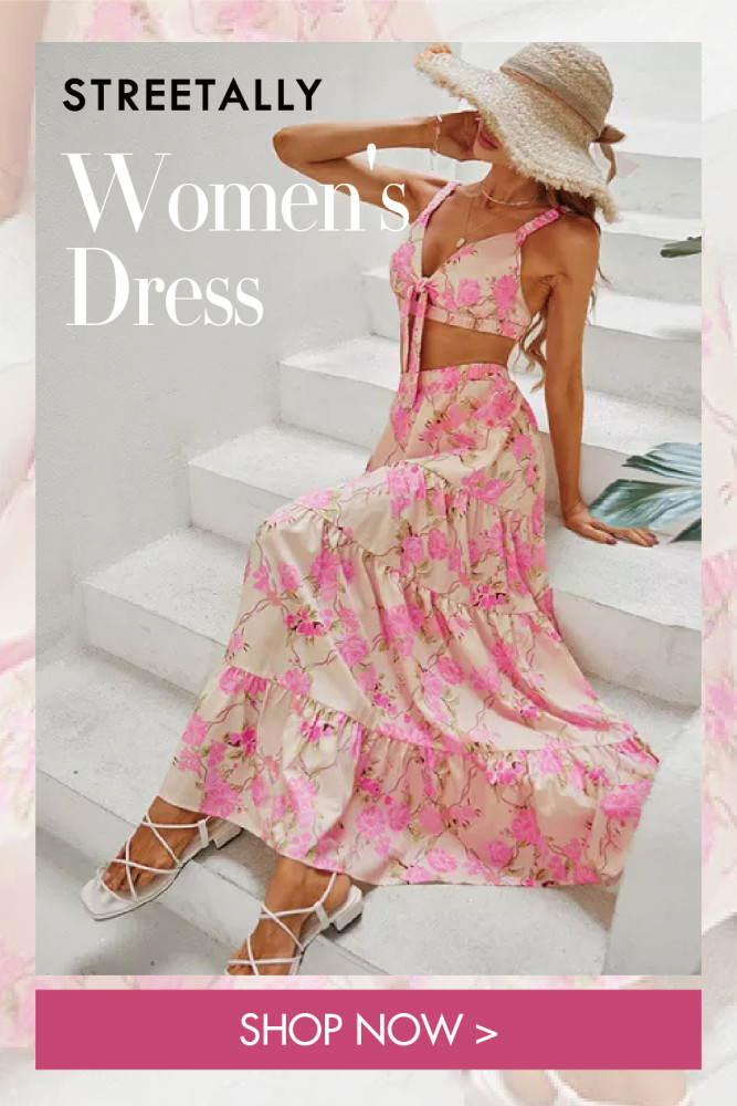 Sleeveless Open Back Skirt Slim Fit Pink Print Slip Vacation Dress
