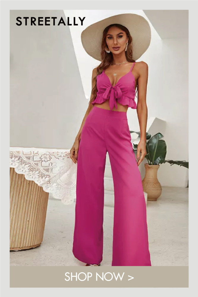 Sling Strapless Backless Sexy Top Women's Long Flared Pants Set