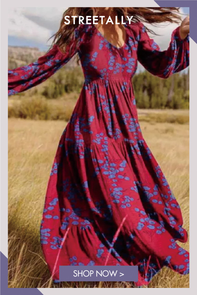 Slim-Painted Crinkled Boho Long Swinging Cotton Print Maxi Dresses