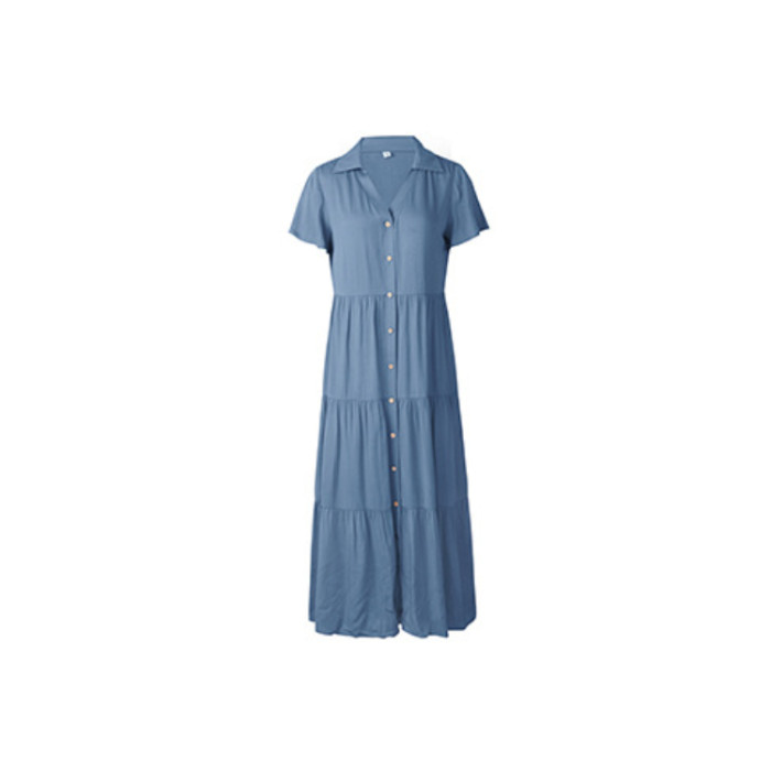 Summer Elegant Casual V-Neck Short Sleeve  Maxi Dress