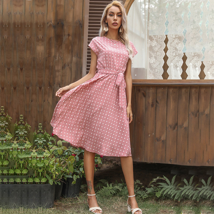 Women's Elegant Polka Dots Short Sleeve Casual Dress