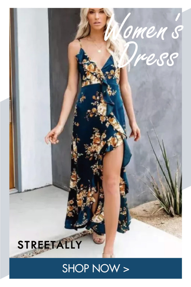 Chiffon Print V-Neck Fashion Vacation Dress