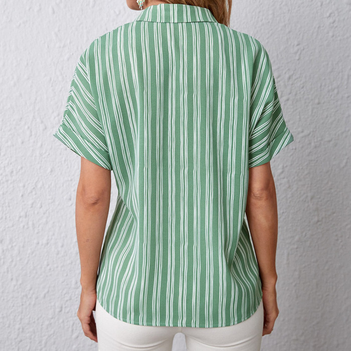 Striped Workplace Temperament All-match Short-sleeved Shirt