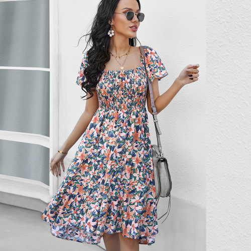 New summer casual slim waist floral Casual Dress