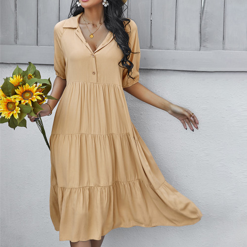 Women's Loose Sexy Fashion Solid Color Swing  Maxi Dress