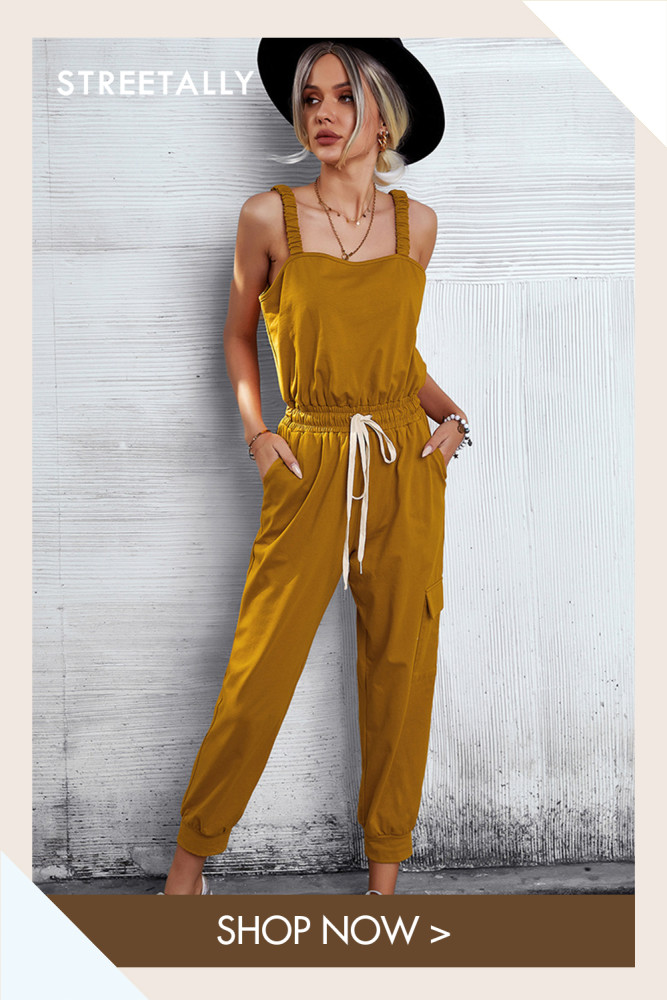 New Summer Casual Solid Color Sexy Sleeveless Sling One Piece Suit Jumpsuit