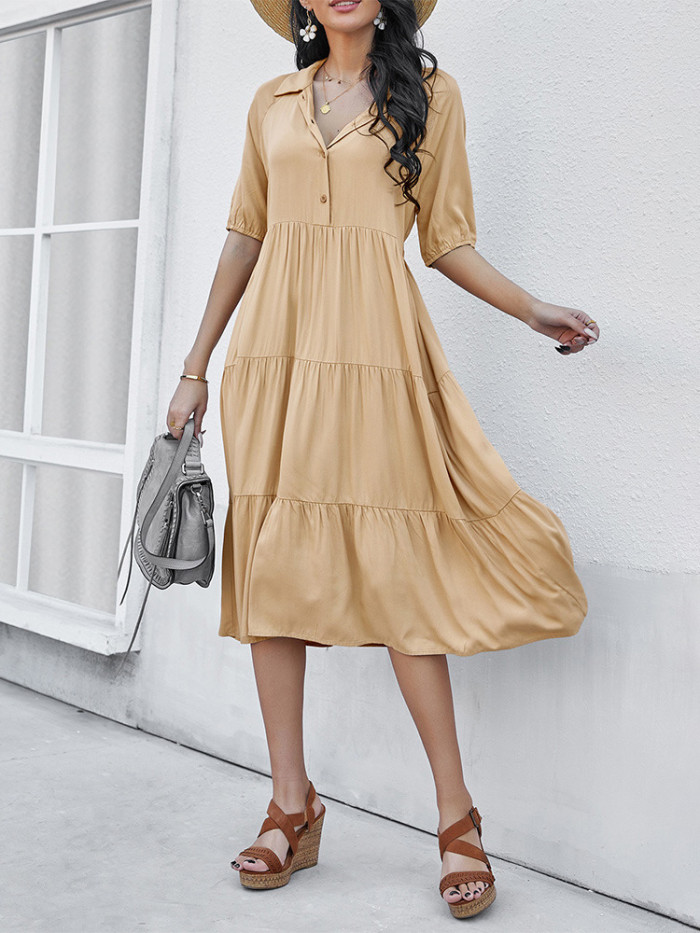 Women's Loose Sexy Fashion Solid Color Swing  Maxi Dress