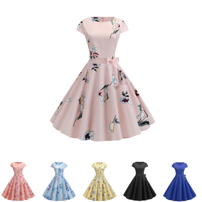 Women's  Dot Swing Party  Vintage Dress