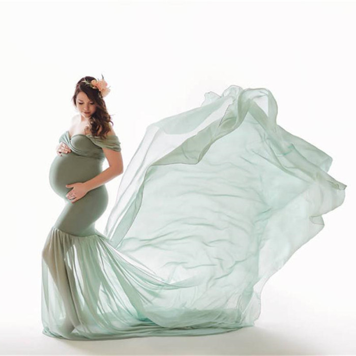 Long Maternity Photography Off-the-shoulder Long Maternity Photography Dress