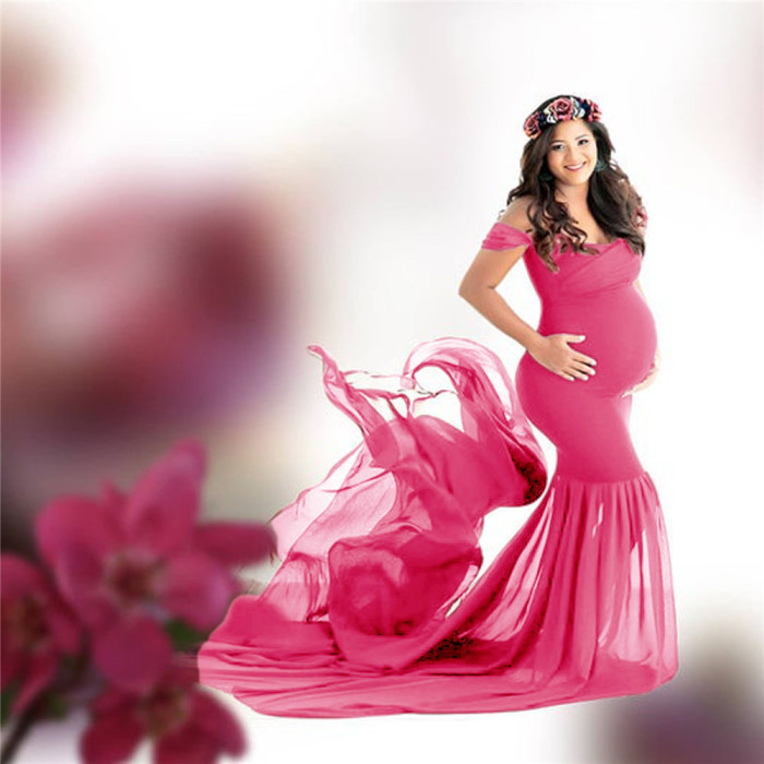 Long Maternity Photography Off-the-shoulder Long Maternity Photography Dress