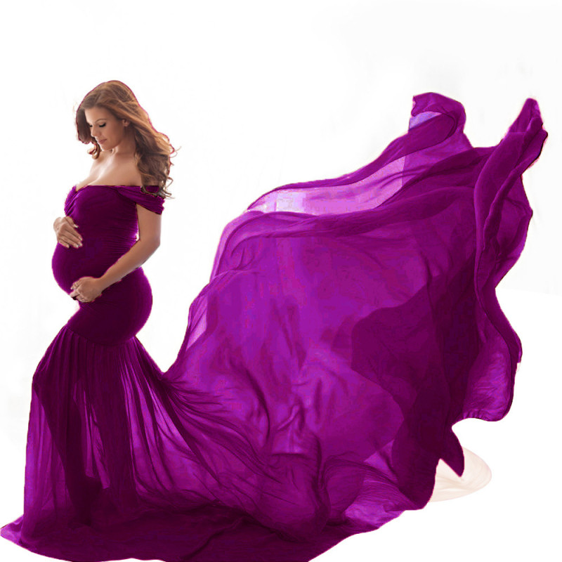 Long Maternity Photography Off-the-shoulder Long Maternity Photography Dress