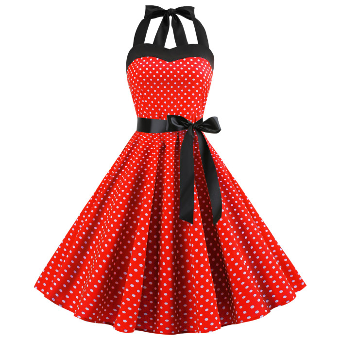 New Polka Dot Tube Top Swing Vintage Dress