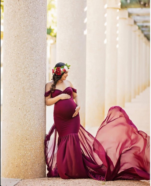 Long Maternity Photography Off-the-shoulder Long Maternity Photography Dress