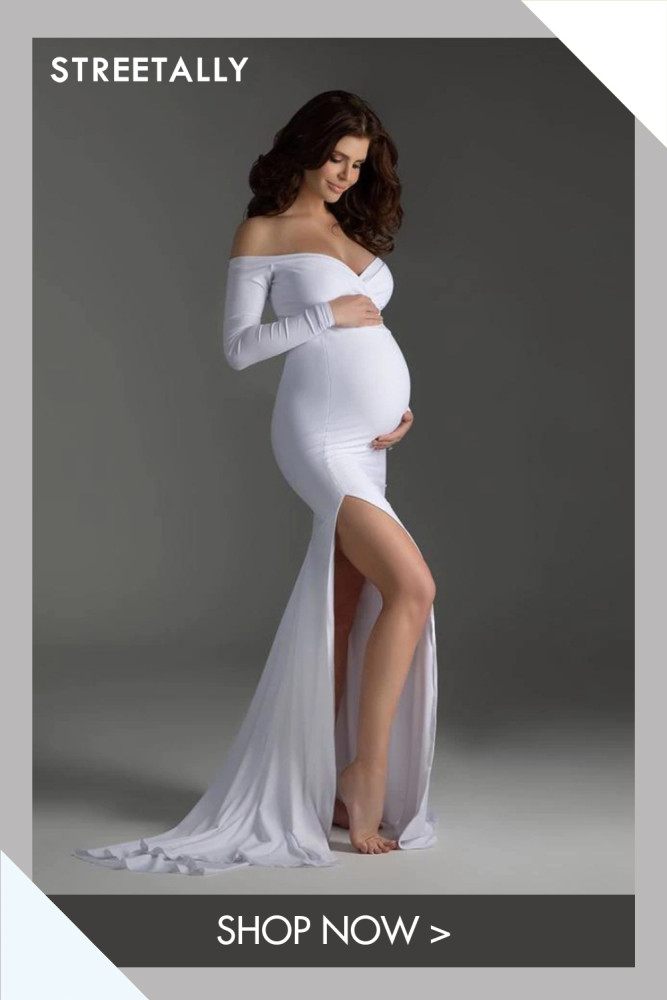 Off Shoulder Maternity Dress Sexy Split Long  Maternity Photography Dress