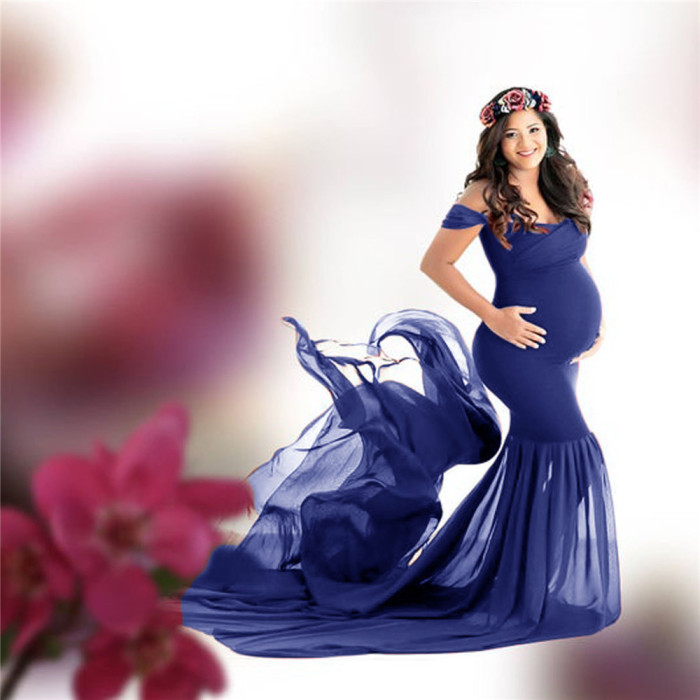 Long Maternity Photography Off-the-shoulder Long Maternity Photography Dress