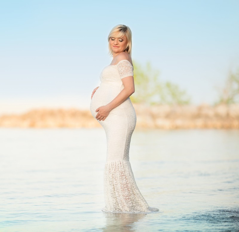 Sweetheart Lace Maternity Dress Photography Props Short Sleeve TulleMaternity Photography Dress