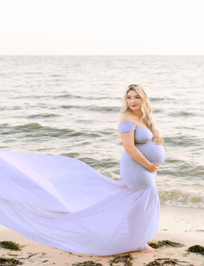 Long Maternity Photography Off-the-shoulder Long Maternity Photography Dress