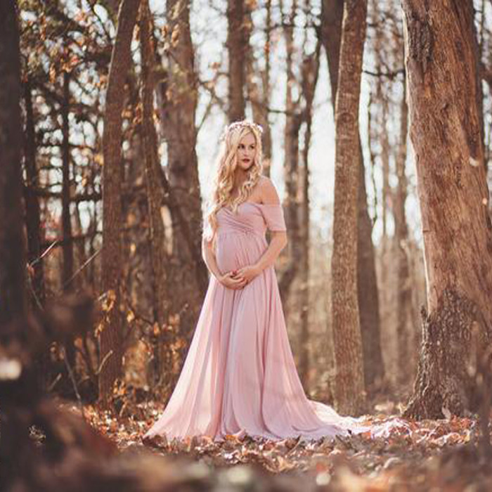 Sweet maternity mercerized cotton chiffon elegant Maternity Photography Dress