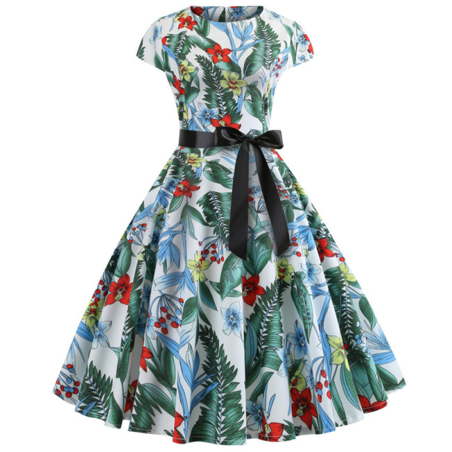 Floral Print Vintage Casual Party 1950 Vintage Dress