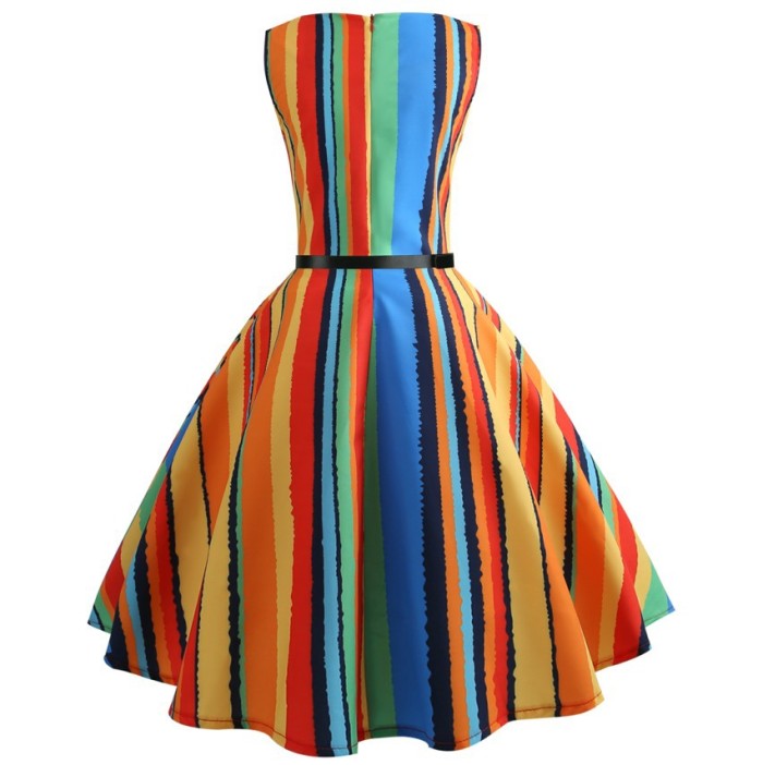 New Summer Floral Dress Hepburn 50's 60's Vintage Dress A Line Skirt 1950 Vintage Dress