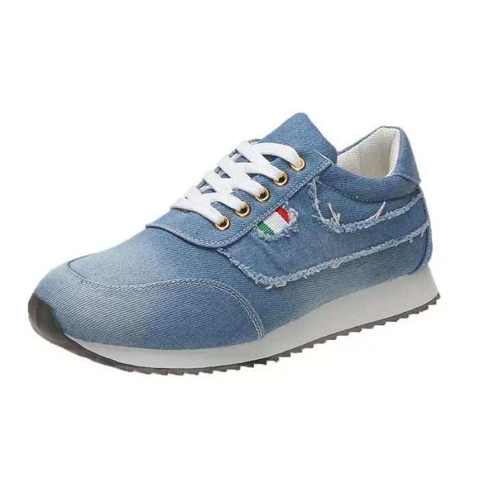 Large size sneakers women's new fashion denim casual thick sole running shoes Sneakers