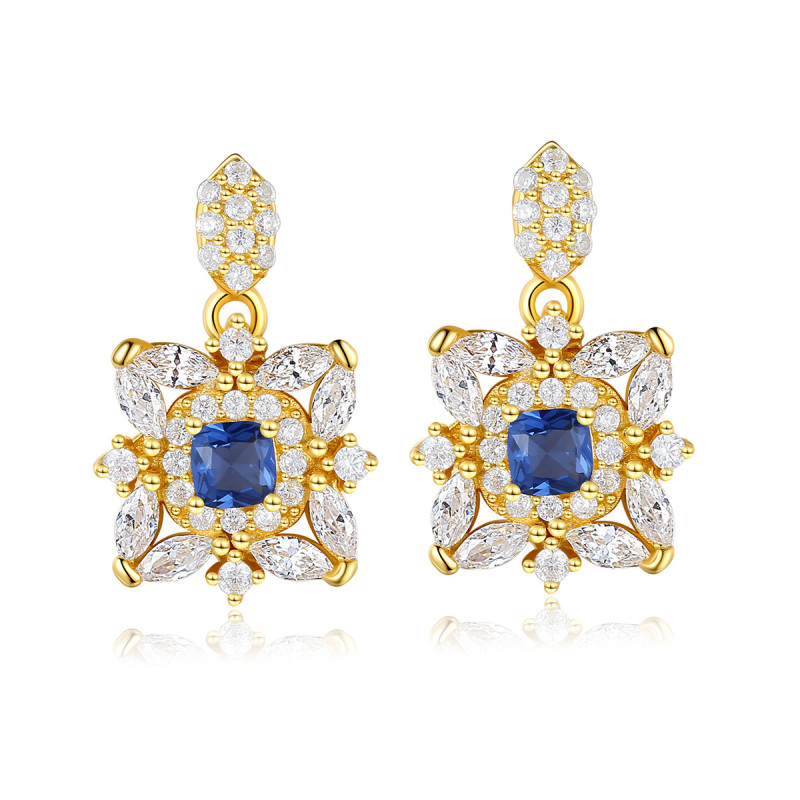 New Fashion Topaz Gemstone Stud Earrings High Jewelry in Sterling Silver Earrings