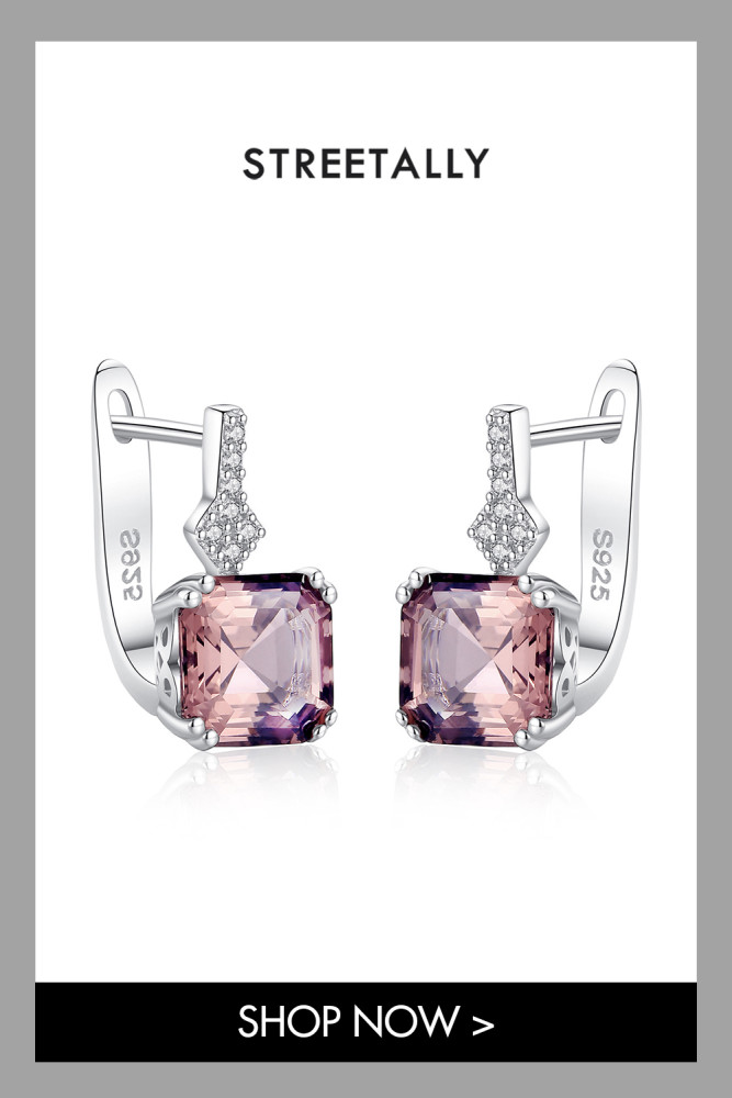 100% 925 Sparkling Wedding Stud Earrings Women's Fashion Morganite Gemstones Earrings