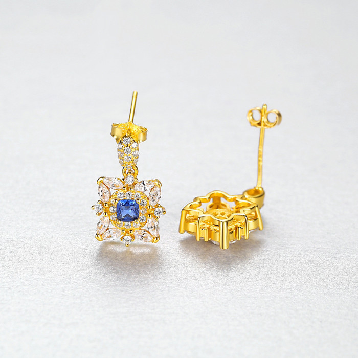 New Fashion Topaz Gemstone Stud Earrings High Jewelry in Sterling Silver Earrings