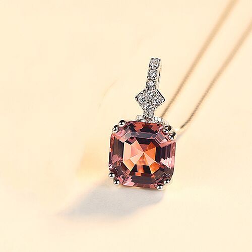 Cut Morganite Topaz Pendant Necklace Women's Sterling Silver 925 High Jewelry Necklace