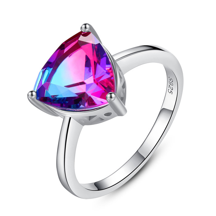 Mystery Topaz Finger Ring Women's Anniversary 925 Sterling Silver Wedding Ring