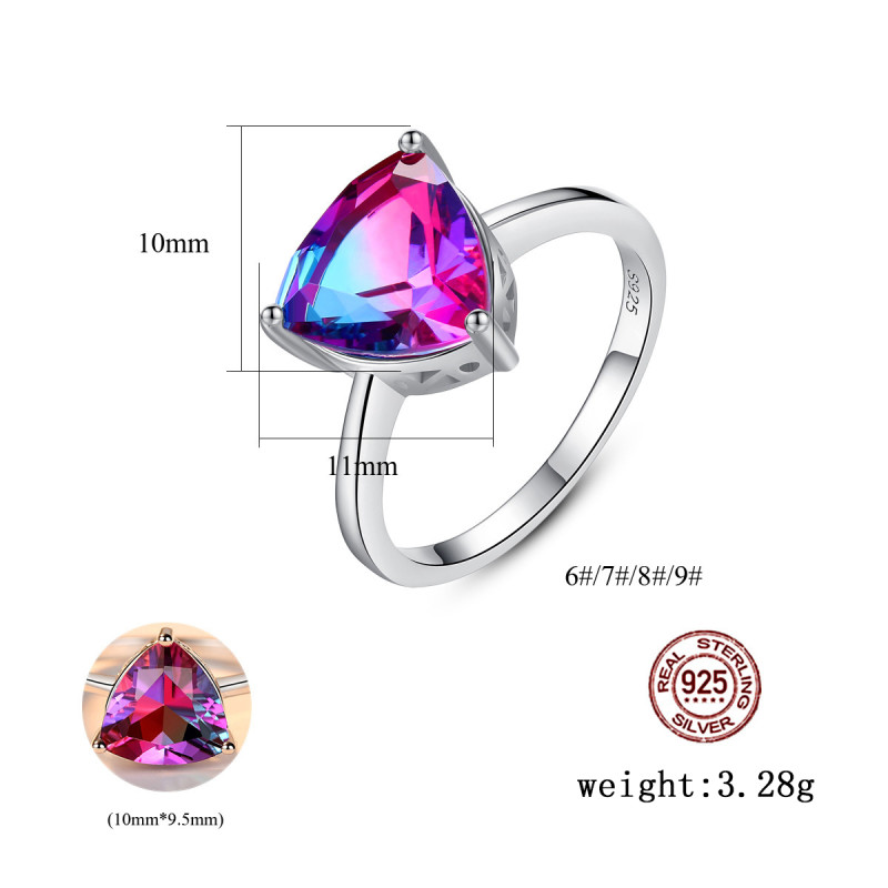 Mystery Topaz Finger Ring Women's Anniversary 925 Sterling Silver Wedding Ring