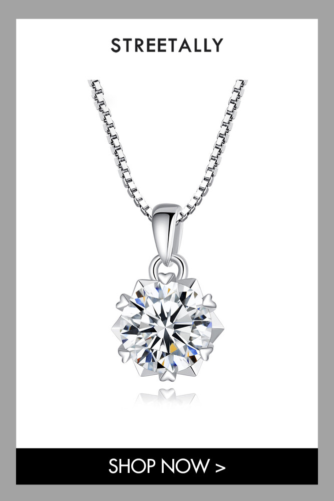 1 Carat Moissanite Pendant Necklace Diamond 925 Sterling Silver Sparkling Jewelry Necklace