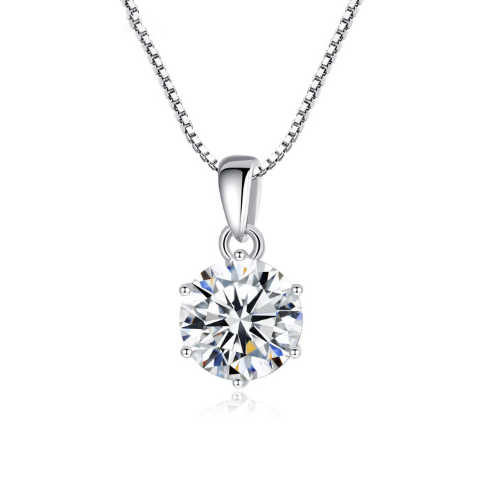 1 Carat Moissanite Pendant Necklace Ladies Top Quality 100% 925 Sterling Silver Exquisite Necklace