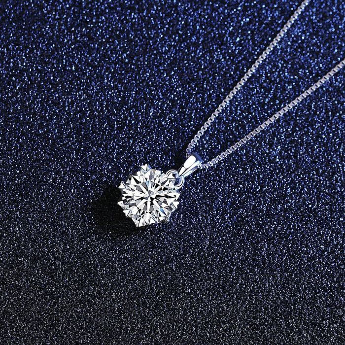 1 Carat Moissanite Pendant Necklace Diamond 925 Sterling Silver Sparkling Jewelry Necklace