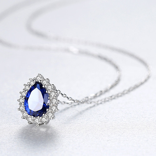 Water Drop Pendant Necklace 925 Sterling Silver Women's High Jewelry Topaz Gemstone Choker Necklace