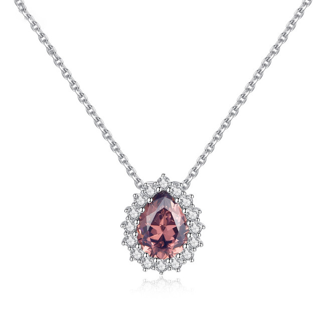 Water Drop Pendant Necklace 925 Sterling Silver Women's High Jewelry Topaz Gemstone Choker Necklace