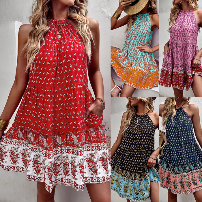 New print women's summer bohemian casual vacation beach style Casual Dresses