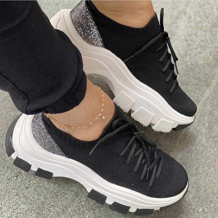 New European and American thick-soled fly-woven mesh low-top women's casual sports Sneakers