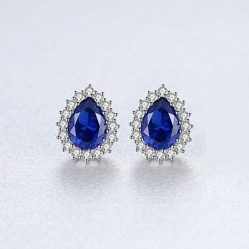 Luxurious Large Drop Topaz Stud Earrings for Women in Sterling Silver Tricolor Earrings