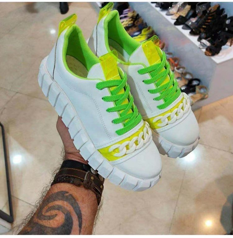 Fashion Sneakers New Thick Sole Color Lace Up Flats Skateboard Shoes Sneakers