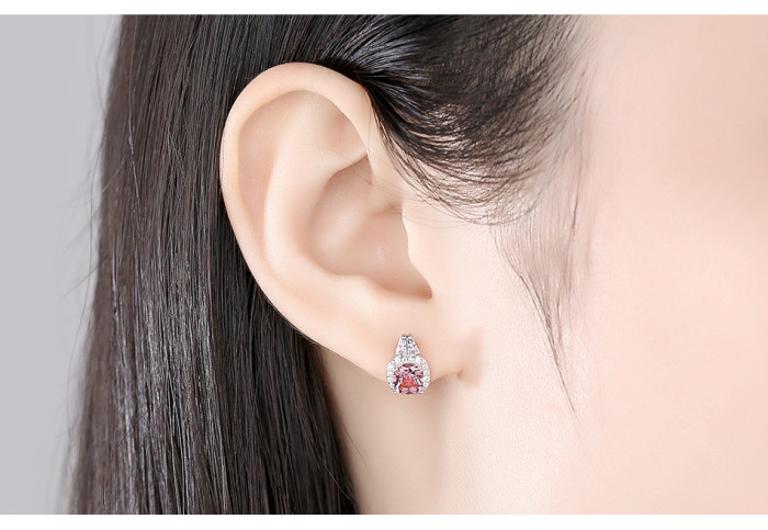 Sterling Silver 925 Stud Earrings Square Stone Earrings High Jewelry Earrings