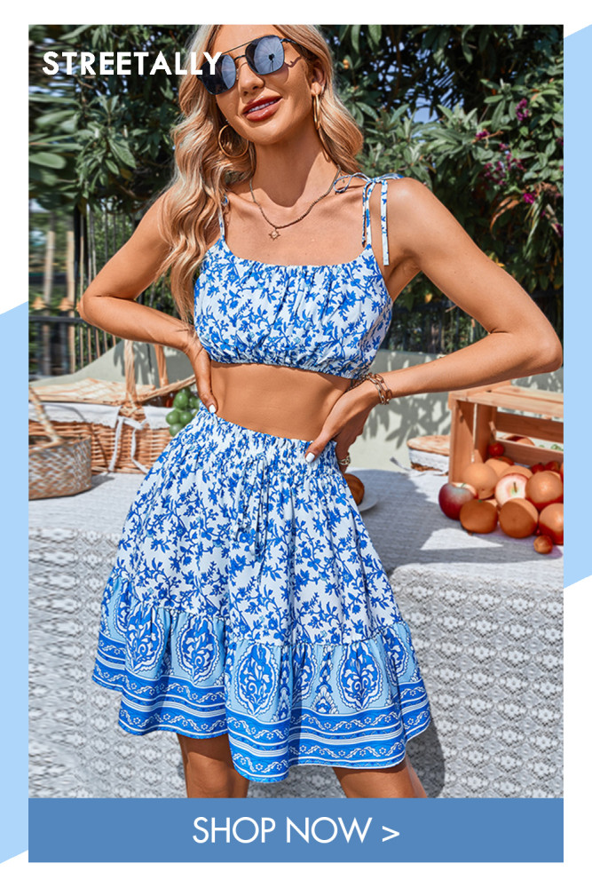 New Bohemian Beach Fashion Outfits Summer New Sexy Camisole Tops Two-piece Outfits