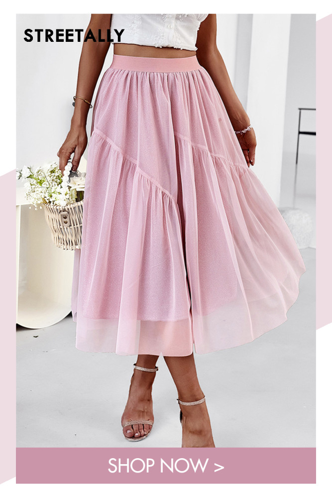 Solid Color New All-match Skirt Summer New Product Waist Slimming Mesh Skirt