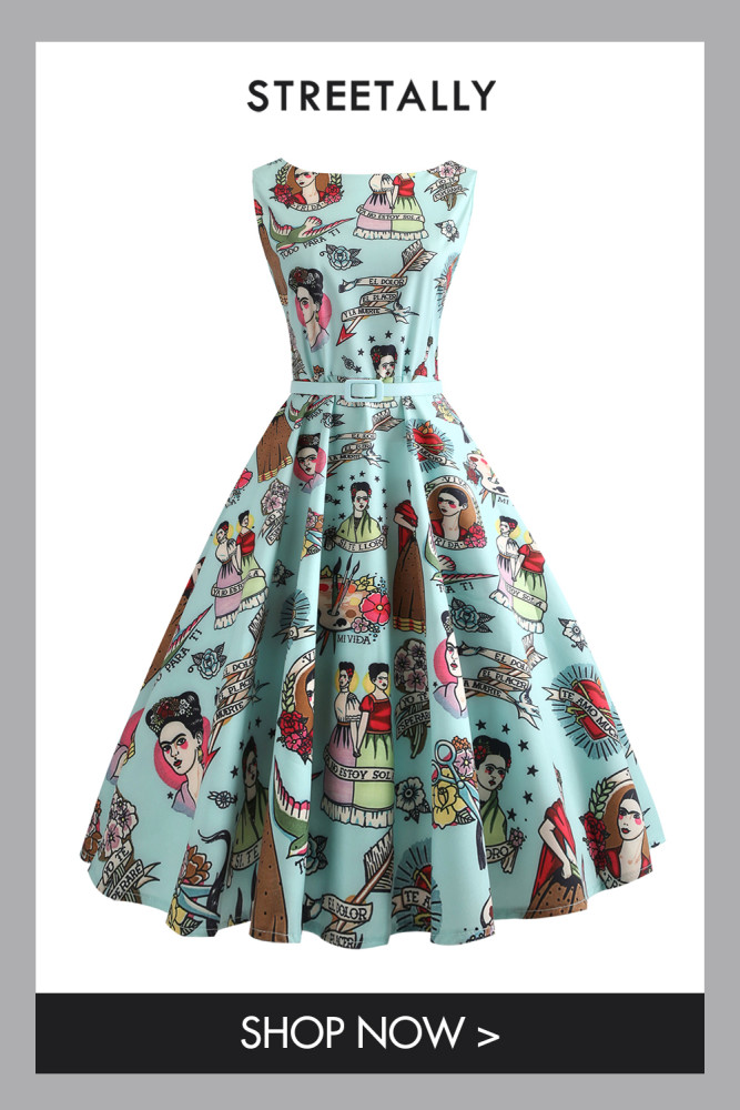 Floral Print Summer Dress 50's 60's Vintage Swing Dress A-Line Skirt Belt 1950 Vintage Dresses