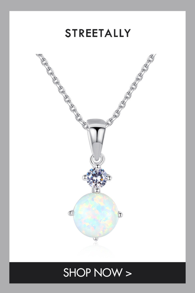 Delicate Sterling Silver 925 Round Opal Pendant Necklace Fashion Necklace